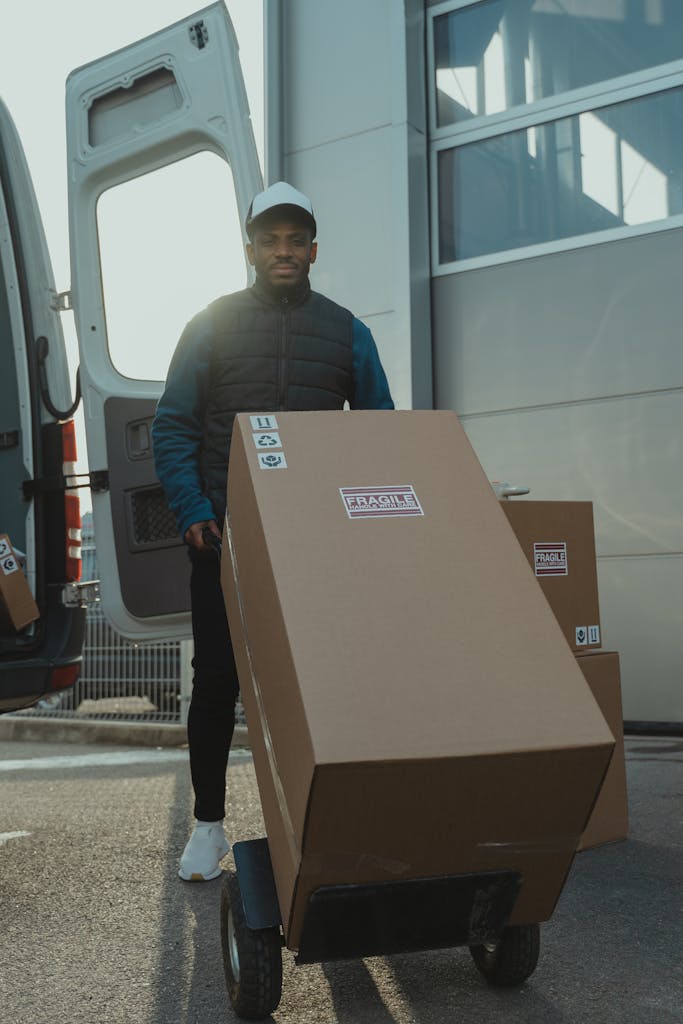 Individual engaged in movement or transit work, representing transportation, logistics, and travel services.