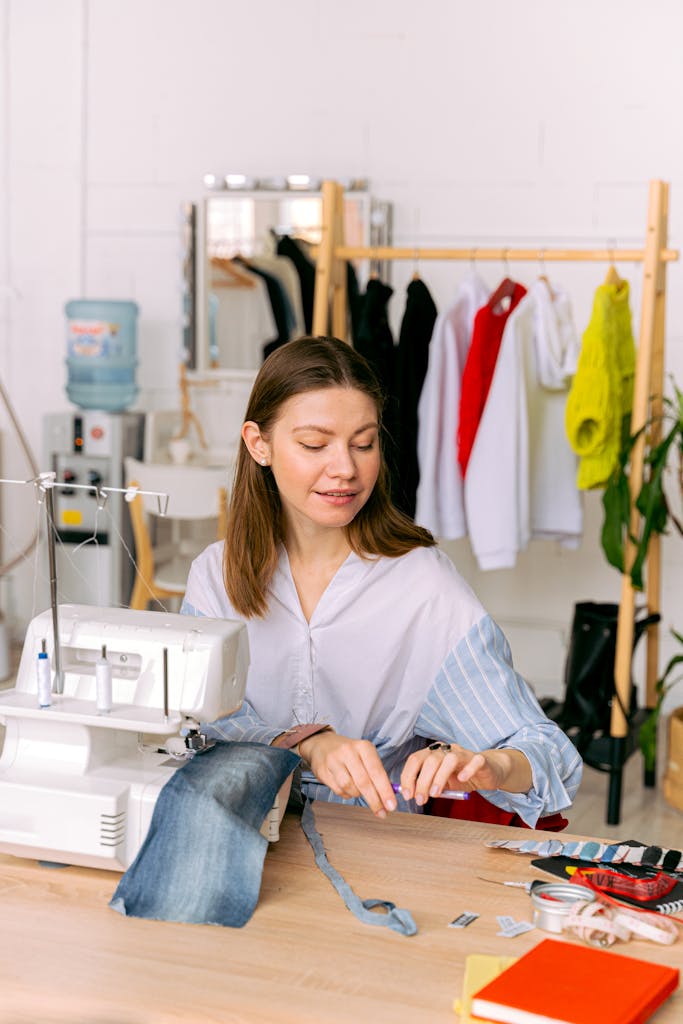 Individual working with garments or uniforms, representing clothing, identity, and professional presentation.